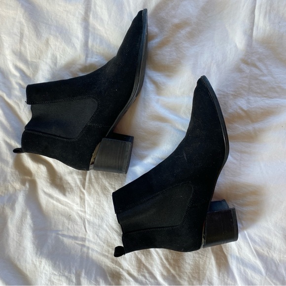Black Faux Suede Heeled Booties | Nine West | Size 8.5 - Picture 5 of 6